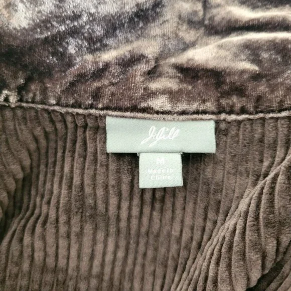 J.Jill Women's Brown Corduroy Button-Up Jacket  with Velvet Trim Size M - Picture 3 of 4